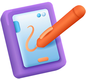 Icon of a stylus on a tablet, representing UI/UX design.