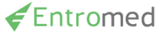 Second logo of Entromed, identical to the first, featuring a gray, triangular icon next to the name 'Entromed’.